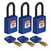 SafeKey Padlocks - Nylon, Blue, KA - Keyed Alike, Plastic, 38.10 mm, 3 Piece / Box